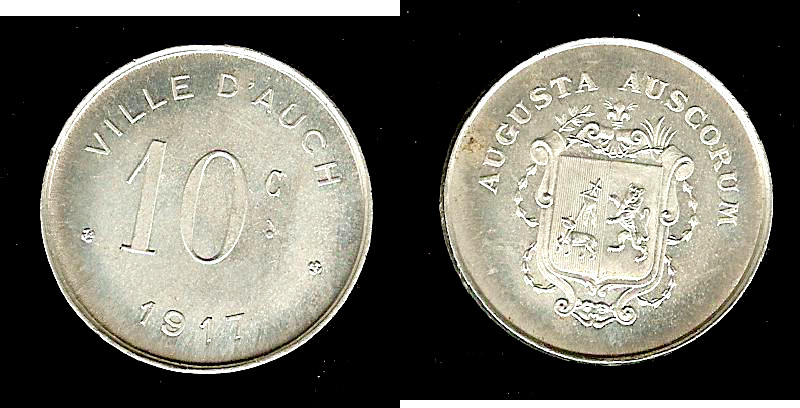 Auch Ville 10 centimes 1917 BU